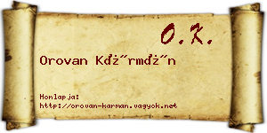 Orovan Kármán névjegykártya